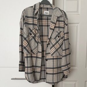 Zara Gray and Cream Plaid Shirt